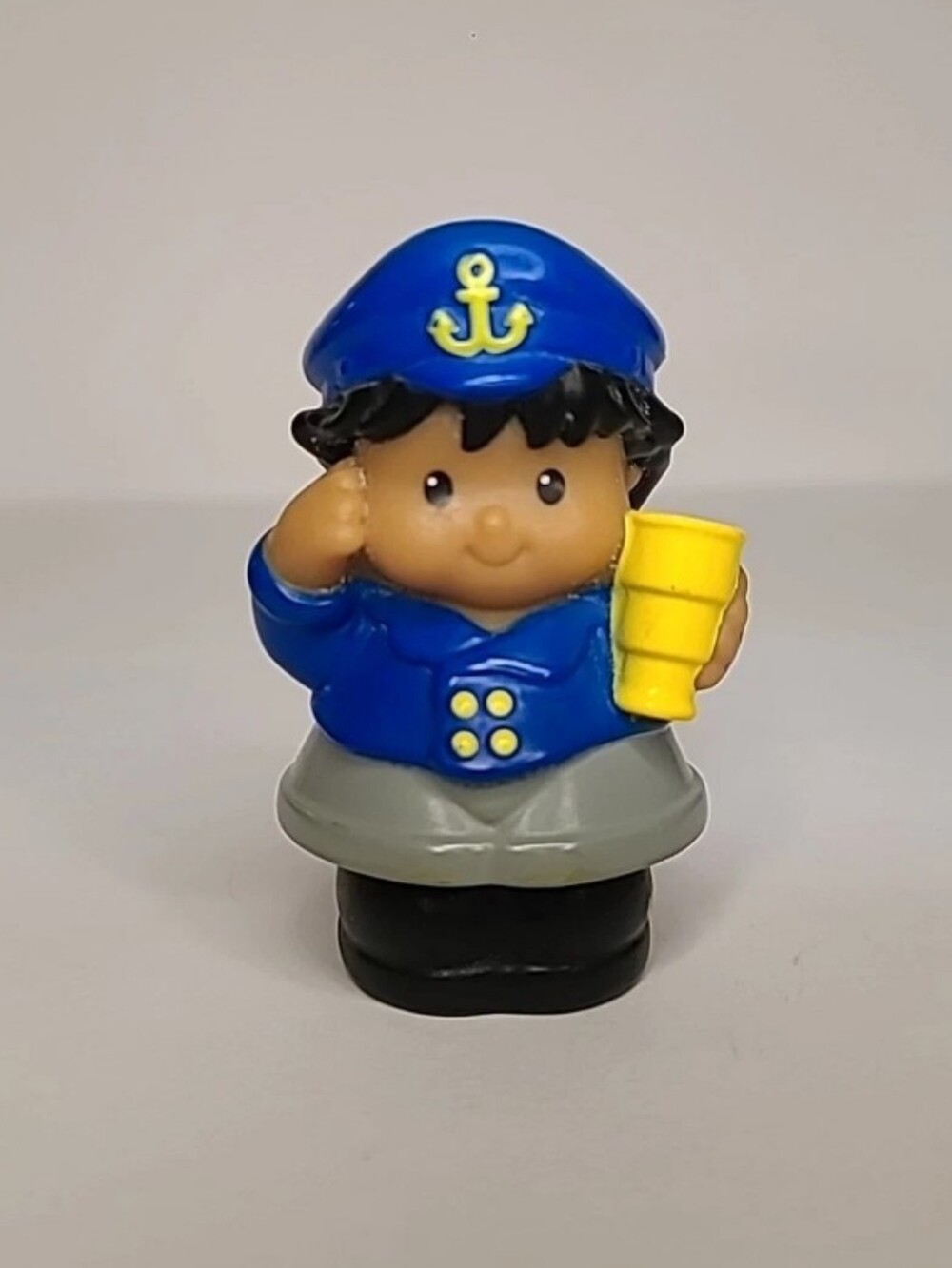 Fisher-Price Little People Ship Boat Sea Captain Sailor Cruise Navy w Telescope